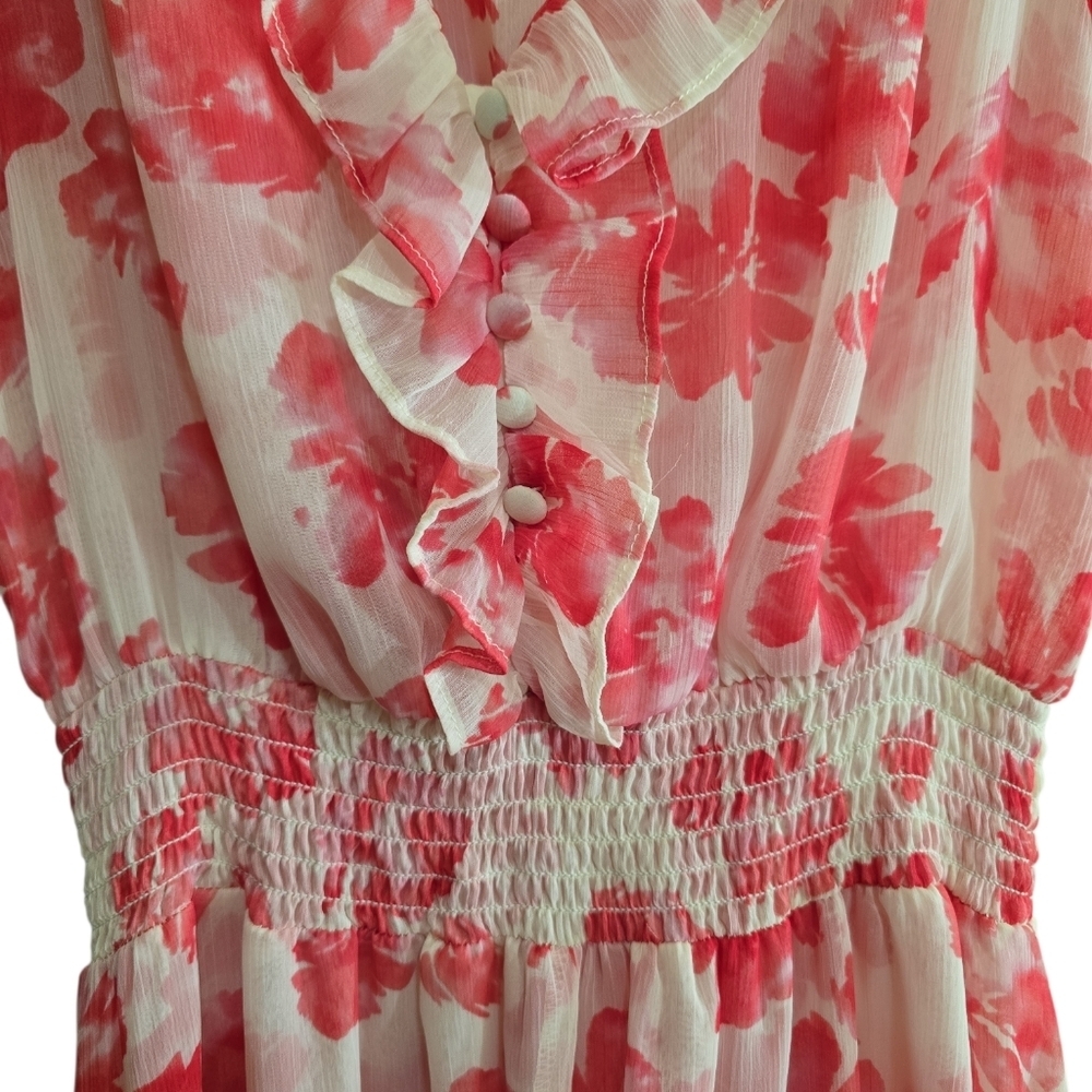 Misa LA Dakota Chiffon Floral Midi Dress XS Hi Lo Assymetrical Hem - Picture 8 of 13